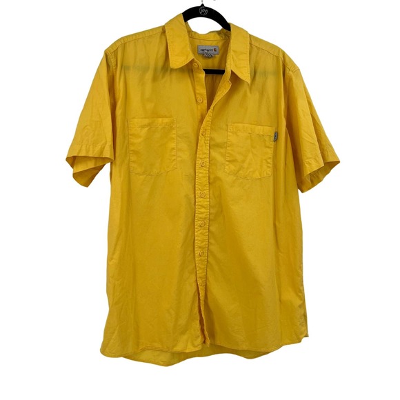 Carhartt Yellow Casual Button Down Short Sleeve Collared Vented Shirt XL Tall - Picture 1 of 8